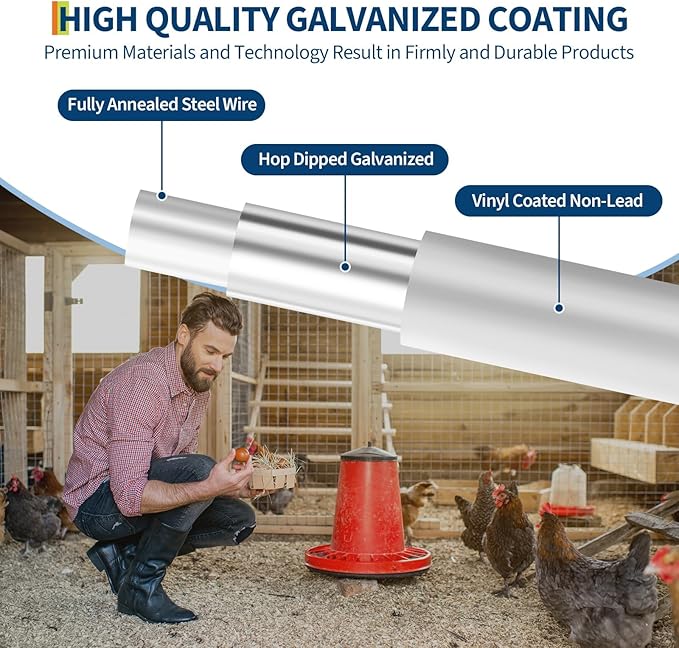 1/2 inch Hardware Cloth-48in x 100ft 19GA Heavy Duty Galvanized Chicken Wire Mesh Roll, Hot-Dipped After Welding for Chicken Coop, Rabbit Cages & Garden Fencing – Poultry Netting & Fencing