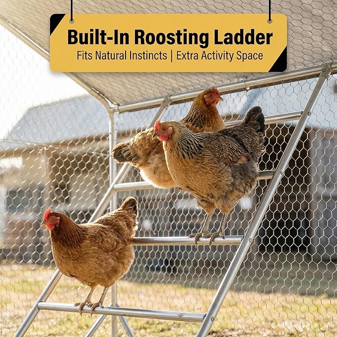 Chicken Coop 9.8x6.5x6.5ft Large Metal Chicken Run for 6/10 Chickens Poultry Cage with Waterproof Cover for Duck Walk-in Chicken Pen for Yard