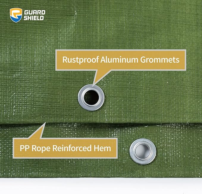 GUARD SHIELD Heavy Duty Tarp 12x24 Feet Green Multi Purpose Thick Waterproof Poly Tarp Cover 10mil