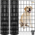 2 Roll Black PVC Coated Welded Wire Fence Garden Animal Fencing Outdoor Wire Mesh for Yard Vegetable Plant Protection Poultry Netting for Chicken, Dog (2 x 25 ft)