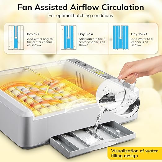 36-60 Egg Incubator with Automatic Egg Turning and Humidity Control, Chicken Egg Incubator with Digital Display, Adjustable Egg Incubators for Hatching Eggs Include Chicken Duck Quail Eggs