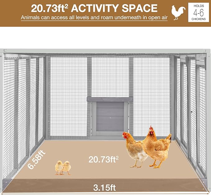 GUTINNEEN Chicken Coop Extension Chicken Run 20.73 ft²Large Expend Hen House Universal Chicken Run Perfect for 4-6 Chickens,Ducks