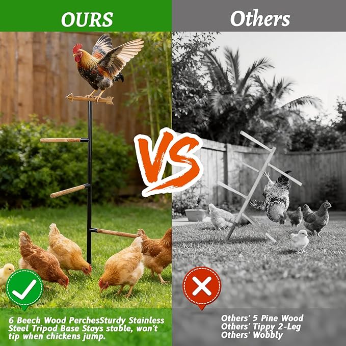 58 Inch Chicken Perch - Sturdy and Stable Roosting Bars for Chickens, Multi-Functional Walk-in Run Toys, Safe, Durable Ideal for Poultry and Parrots