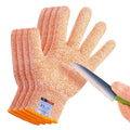 Cutting Gloves, 2 Pairs of Cut Resistant Gloves Food Grade, Cut Resistant Gloves for Kitchen, Oyster Shucking, Fish Fillet Processing, Carving Wood and Gardening(Large-Orange)