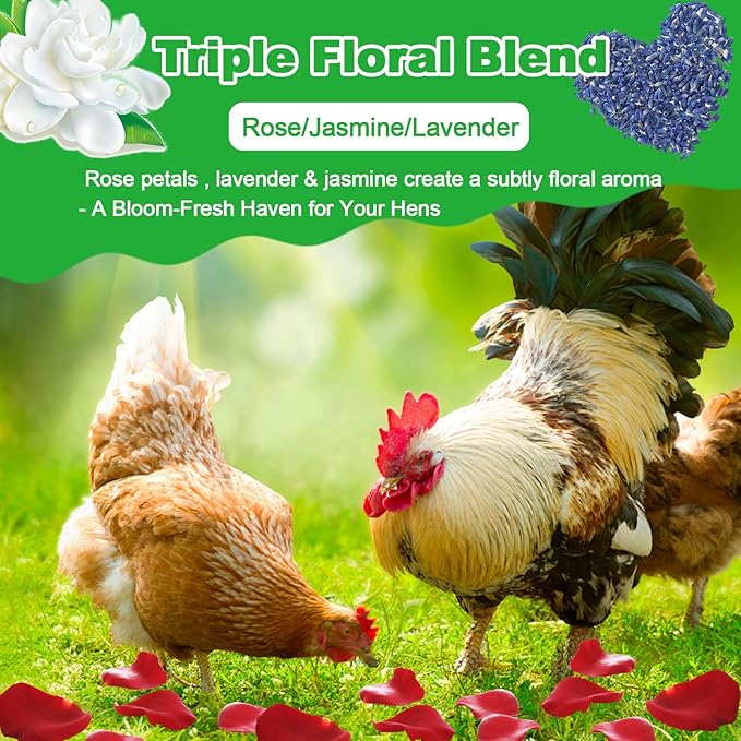 14 oz Chicken Nesting Herbs – 10 Natural Dried Blend, Lavender Rose Mint Mix, Helps Reduce Odors and Freshen Coop Naturally, Relaxing & Calming Herbs for Happy Hens