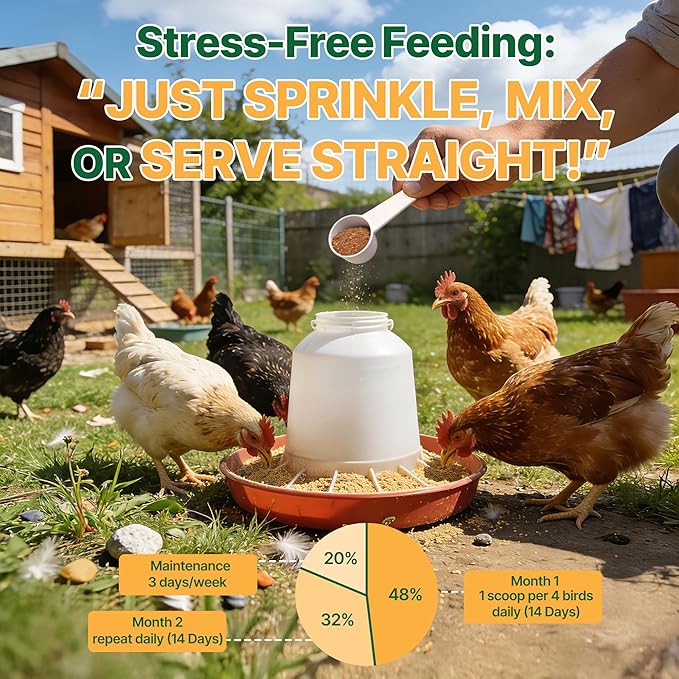 Chicken De-w0rmer, All-Natural Formula-Chili Mix, Safe for Eggs | Support Gut Balance, Healthy Digestion & Vitality for Laying Hens, Ducks, Turkeys and Backyard Poultry | Effective for All Ages&Sizes