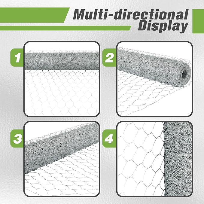 Chicken Wire Netting Galvanized Wire Mesh Hexagonal Fencing for Poultry Garden Fencing Barrier 6FTx50FT