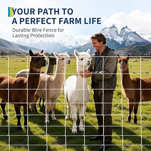 Farm Fence 5ft x 328ft, 14 Gauge Galvanized Heavy Zinc Coated Wire Fencing for Cattle Goat Deer Hog Horse Livestock Yard Protection