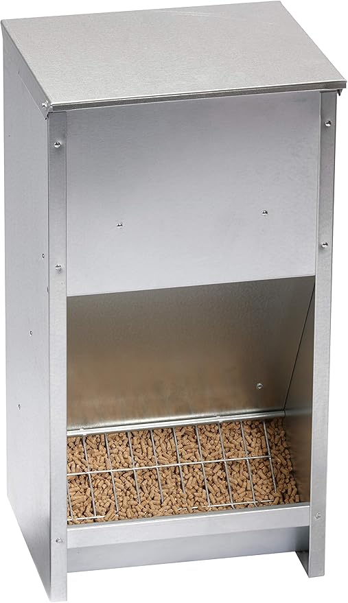 Little Giant® Large Steel Poultry Feeder | Galvanized High Capacity Poultry Feeder | 25 lbs