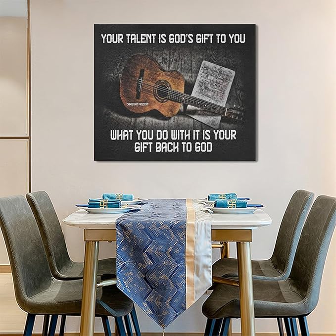Vintage Guitar Wall Art - Chords Pictures Canvas Prints - Inspirational Artwork for Music Studio, Bedroom, Living Room, Bathroom - 24"x20"