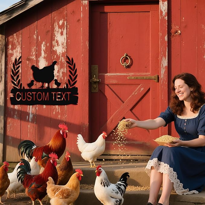 Personalized Chicken Coop Sign – Custom Metal Name Farm Sign, Outdoor Hen House Décor, Rustic Garden Lawn Plaque, Customizable Chicken Farm Sign with Name & Established Date, Unique Gift