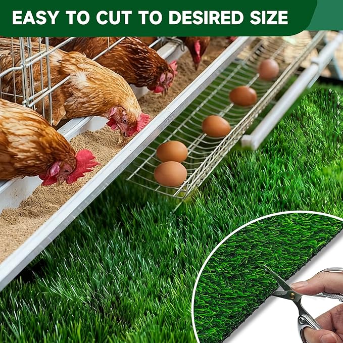 DRQ Chicken Nesting Pads, Washable Artificial Grass Nesting Pads for Chicken Coop, Soft Nesting Box Pads for Chickens & Nesting Boxes, 12"×12" (GreenGreen, 6pack)