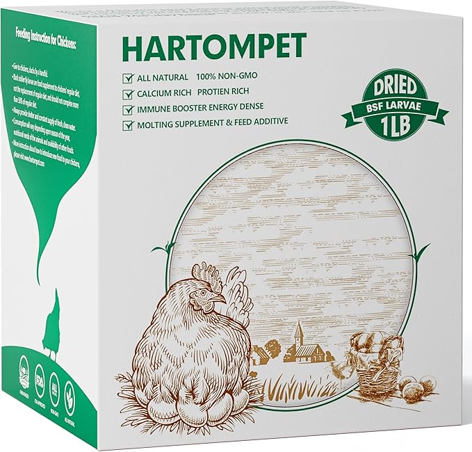 Dried Black Soldier Fly Larvae for Chickens - Non-GMO Poultry Feed Supplement, 85X More Calcium Than Mealworms, 1LB BSF Worms Treat for Molting & Laying Hens, Ducks & Wild Birds