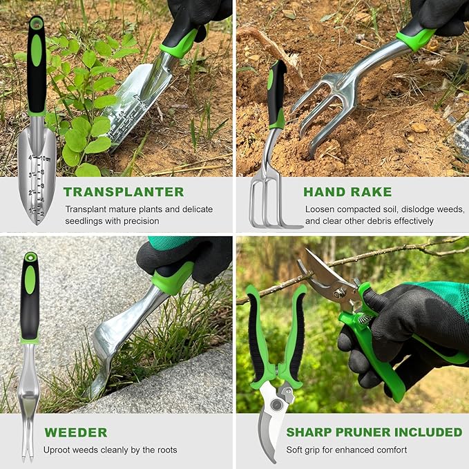 8-piece women's gardening tool set, non-slip heavy-duty hand gardening tools. Suitable for transplanting, digging, pruning, and fertilizing. Perfect for outdoor and indoor potted plants.