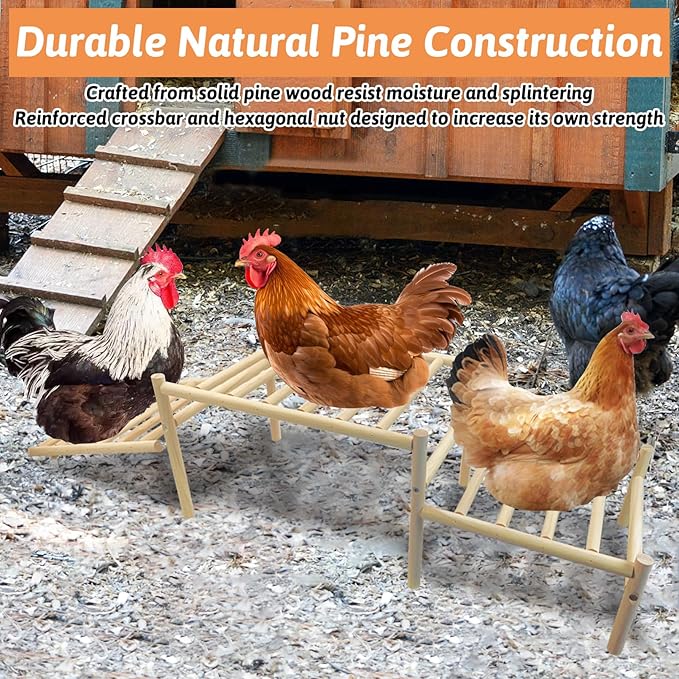 Hamiledyi Sloped Chicken Perch for Coop - Climbable Roosting Perch with Playground Design, Encourages Natural Exercise & Healthy Climbing Activity for Hens (Easy Assembly)