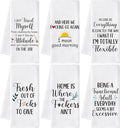 GROBRO7 Funny Sayings Hand Towel - 6Pcs Humor Sarcastic Word Towel Bathroom Decorative Gifts for Adult Men Woman, Soft Polyester Dish Towels for Kitchen Bath Bar Dining Room Decor White