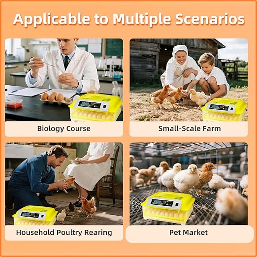 Egg Incubator for Hatching Eggs, Automatic Egg Turner & Digital Humidity Control, 56 Egg Capacity, Clear Temperature Display, Externa, 360° Clear Viewing for Poultry, Ducks, Quail (48-56 Eggs)