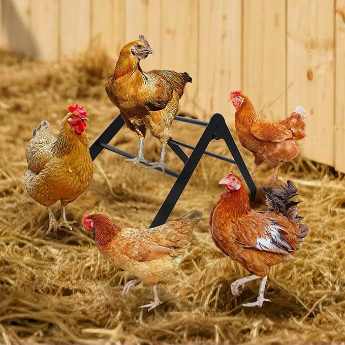 Chicken Roosting Bars, Metal Chicken Perch with Metal Stand, Roosting Bars for Chickens in Coop, Chicken Coop Accessories, Chicken Enrichment Toys