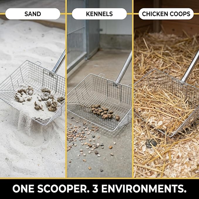 Chicken Scooper, Goat Poop Scooper, Chicken Coop Shovel, Poop Rake and Scoop, Chicken Coop Scooper for Sand, Heavy Duty Chicken Poop Scooper, Coop Cleaning chicken coop cleaning tools