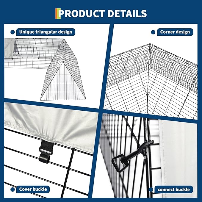 Modular Metal Chicken Tractor – 118" L Portable Chicken Run with Corner Frames, Waterproof Cover & Ground Stakes – Outdoor Duck Cage, Rabbit Run, Chicken Tunnels for Yard & Garden