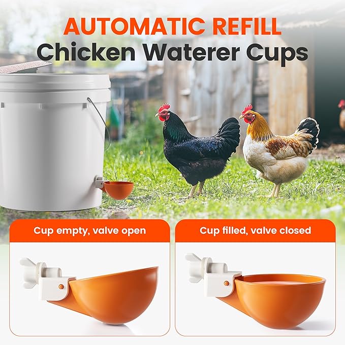 Chicken Water Cups Automatic Chicken Waterer 9 Pack+1 Bonus Cup Included