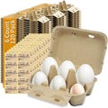 Jumbo Duck Egg Cartons 120 Pack- Holds Up to Half Dozen 6 Count Eggs Bulk Blank Container Empty Cardboard Thickness Natural Pulp Egg Boxes, with Stickers