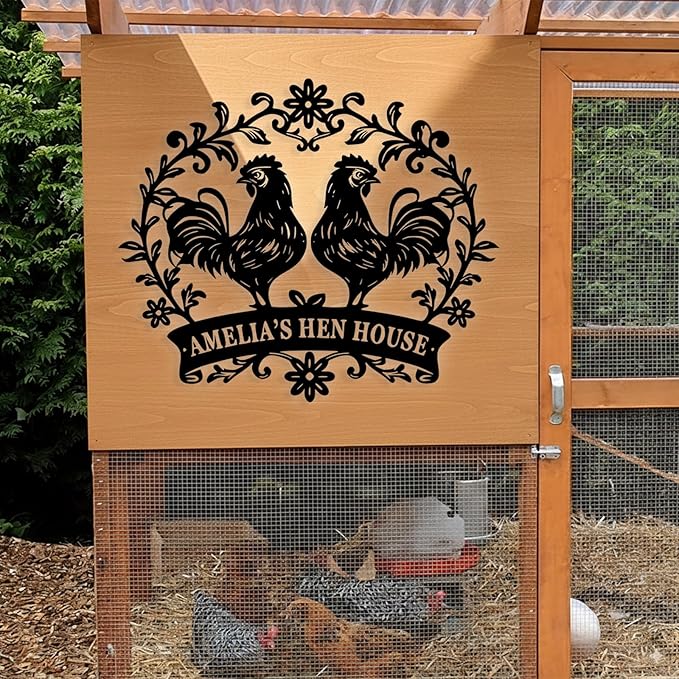 Custom Chicken Coop Metal Sign, Personalized Chicken Coop Sign for Outside, Custom Metal Hen House Farm Signs, Chickens Hen House Farmhouse Wall Art Decor