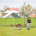 20 X 10FT Large Metal Chicken Coop Walk-in Poultry Cage with UV-Anti & Waterproof Cover Hen Run House Duck House Rabbits Habitat Cage Spire Shaped Coop for Outdoor Backyard Farm Use