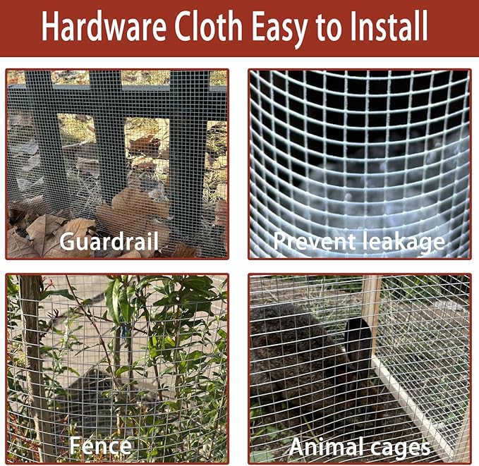 Galvanized Hardware Cloth 24in X 20ft, 1/4 Inch 23 Gauge Galvanized After Welding Square Mesh, Wire Mesh, Chicken Wire Fence, Rabbit/Snake Fences - Metal cage for Protecting Vegetables, Garden & Home