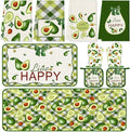 10 Pcs Avocado Farmhouse Kitchen Decor Set Dish Towels Kitchen Rugs Oven Mitts and Pot Holders Set for Cooking Baking Grilling Women Mom Daughter Gift(Green)