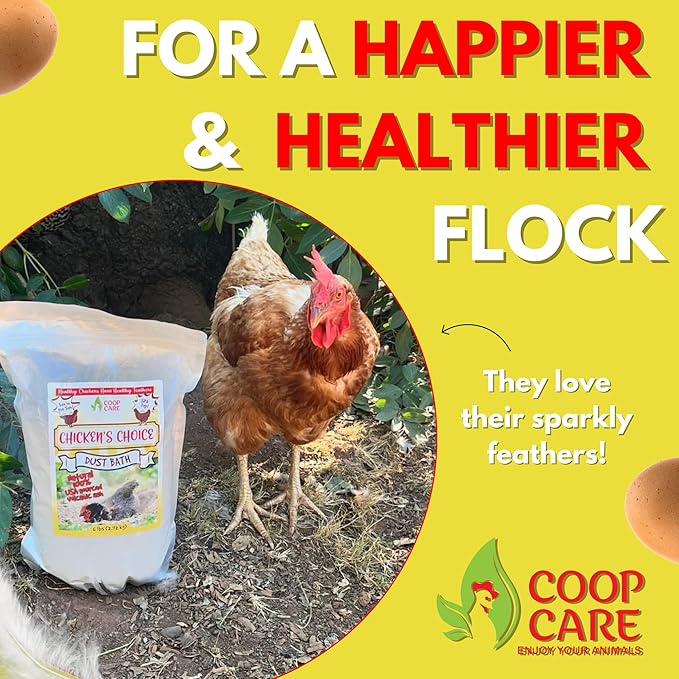 Chicken's Choice Chicken Dust Bath, 6 lb Natural Volcanic Ash Dust Bath for Chickens. Dust Mix for Healthy Chickens, Chinchillas, Small Animals. Made in The USA w/ 4 oz Coop Cleaner (Makes 32 oz)