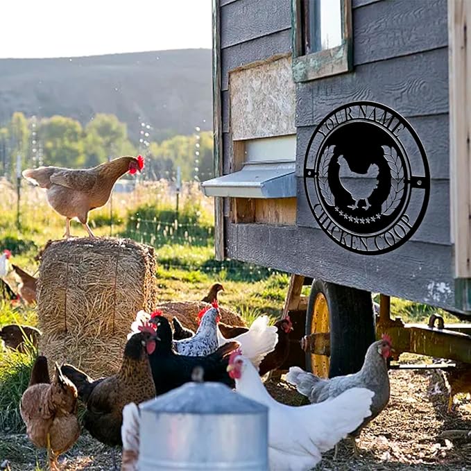 Custom Chicken Coop Metal Sign, Personalized Farmhouse Wall Decor, Vintage Fluffy Butt Hut Decor, Custom Name Sign for Farm, Gifts for Chicken Lovers