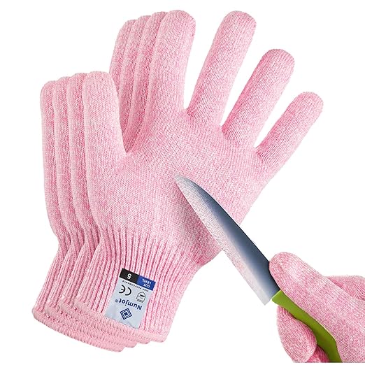 Cutting Gloves, Food Grade Level 5 Protection, Safety Kitchen Cut Gloves for Oyster Shucking, Fish Fillet Processing, Mandolin Slicing, Meat Cutting and Wood Carving. (Pink-Small 2 Pairs)