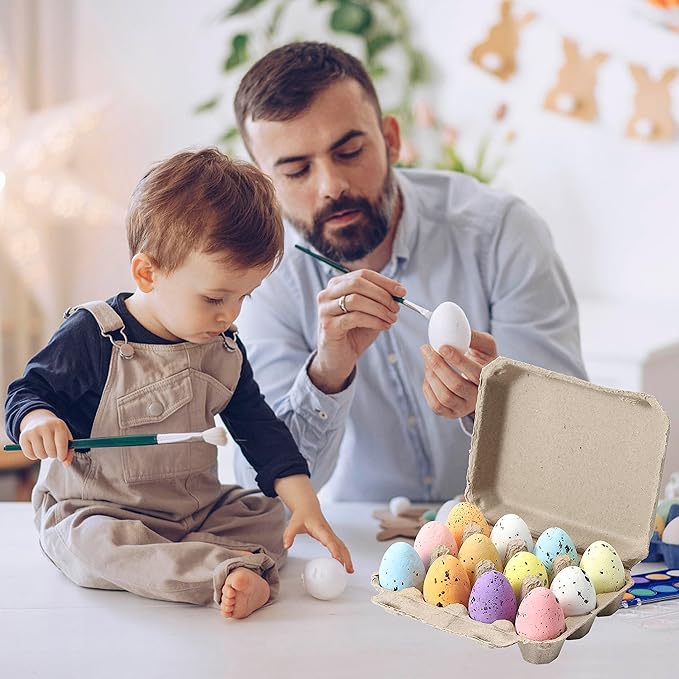 60 Pcs Quail Egg Cartons, Dozen Huevo Box, 3x4 Blank Natural Color Pulp Paper Eggs Container, 12 Count Quail Storage Egg Holder Reusable Strong Tray for Refrigerator