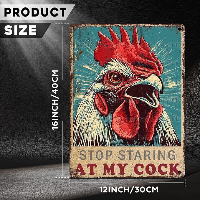 Funny Chicken Vintage Metal Tin Sign for Farm Chicken Coop Farmhouse Wall Decorations 12 * 16inch