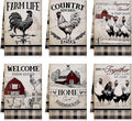 Bencailor 6 Pcs Farmhouse Kitchen Towels Chicken Rooster Kitchen Decor Farm Animal Hand Towels for Cooking Baking Housewarming Gift,15.75 x 23.62 inch(Retro Gray,Barn Farm)