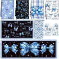 10 Pcs Blue Bow Kitchen Decor Set Dish Towels Kitchen Rugs Oven Mitts and Pot Holders for Cooking Baking Grilling Women Mom Gift