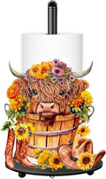 Highland Cow Paper Towel Holder, Highland Cow Decor for Countertop Cute Farmhouse Sunflower Decor for Home Table, Housewarming Birthday Gifts for Farm