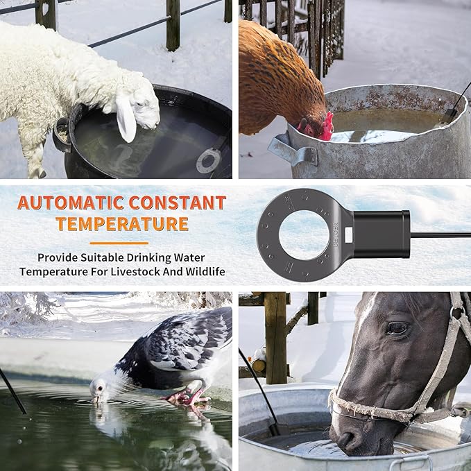 1000W Utility De-Icer Submergible Cast Aluminum Chicken Water Heater for Livestock Tank Heater Bird Bath Heater in Winter