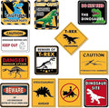 WERNNSAI Dinosaur Birthday Decorations - 12 PCS Dinosaur Party Supplies for Boys Kids Dino Birthday Funny Sign Decor for Jurassic Theme Baby Shower Holiday Party Favors Caution T-Rex Sign Wall Decor