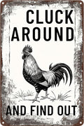Funny Chicken Signs-Vintage Metal Chicken Signs for Coop Funny Outdoor,Cluck Around and Find Out Tin Sign for Home Farm Chicken Coop Farmhouse Kicthen Garden Decor 8 X 12 Inch