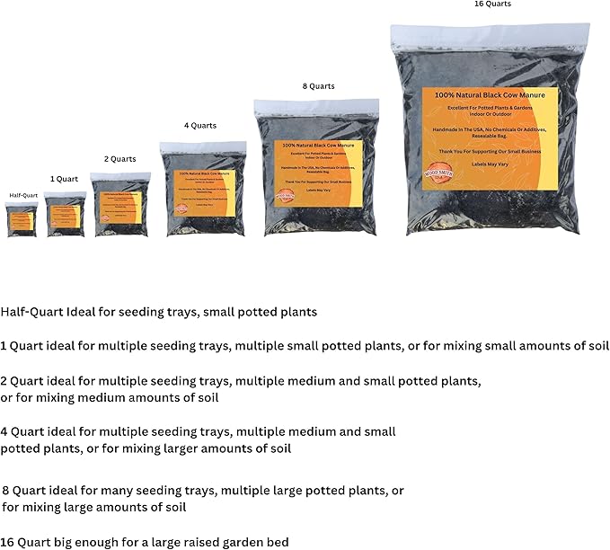 Premium Manure: Ideal Manure Starter and Vegetable Fertilizer for a Thriving Outdoor Vegetable Garden - Boosts Soil Quality! Hand Packed in The USA. Half-Quart