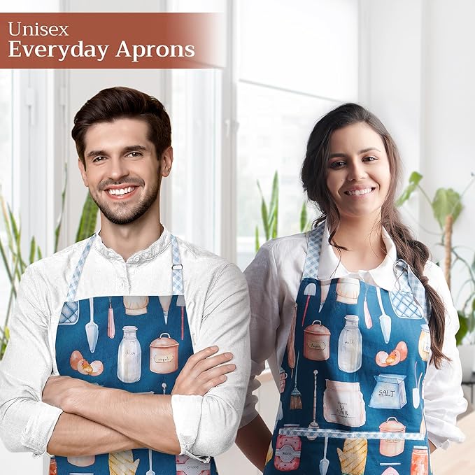 Maison d' Hermine 100% Cotton Apron for women with Pocket Kitchen Chef Apron for Men Cooking Easter Decorations