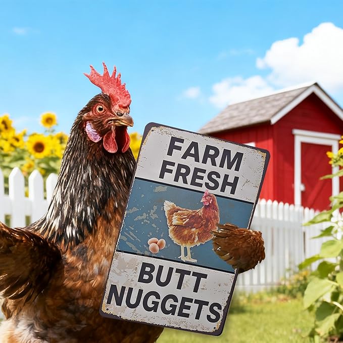 Funny Chicken Gifts Chicken, Tin Sign for Home Farm Chicken Coop Farmhouse Kitchen Garden Decor, Vintage Metal Signs Chicken Coop Signs(blue) 8 X 12 Inch