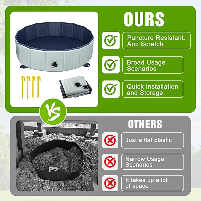 Chicken Dust Bath Tub,Bath Container for Chickens,32'' Diameter x 8'' Height, Foldable Design, Extra Tough PVC Dust - Chicken Coop Cleaner, Essential Poultry Accessory (Grey) (Gray)