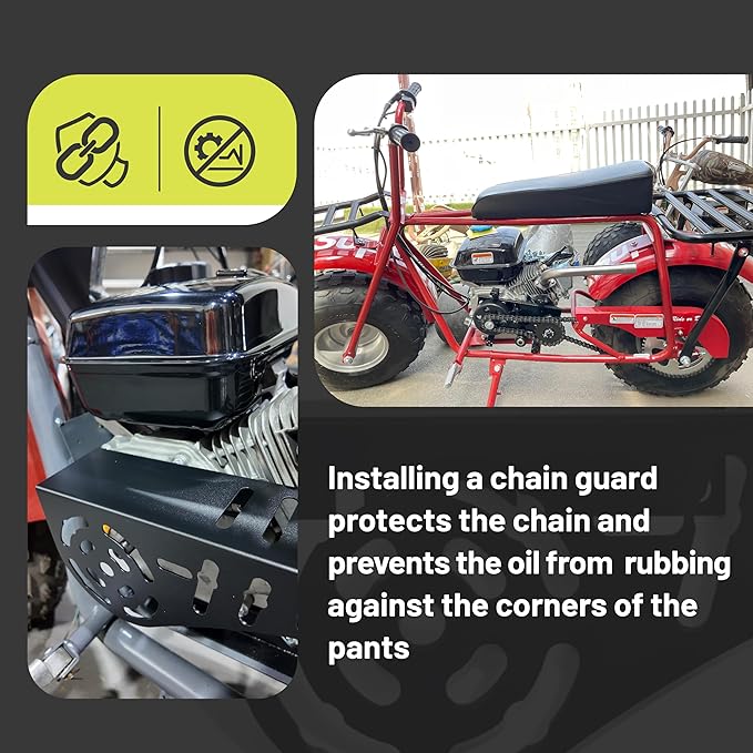 Mini Bike Chain Guard 420 Chain 42 Links with Chain Tensioner Kit for Coleman CT200U CT200U-EX BT200X Baja Warrior MB200 MB165 Massimo for Predator 212cc 196cc 6.5hp 5.5hp minibike Parts