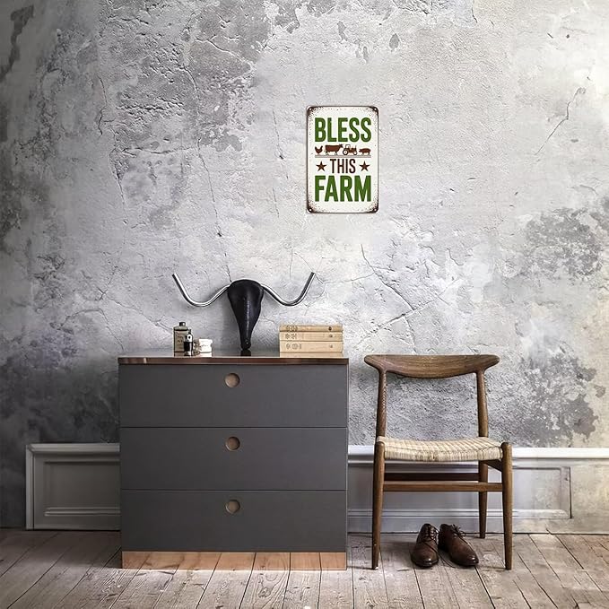 Bless This Farm Metal Sign Rustic Farmhouse Aluminum Metal Signs for Garden, Yard, Porch, Home Bedroom, Kitchen Decor 8 X 12 inch, Weather Resistant, Waterproof, Durable Ink, Easy to Mount