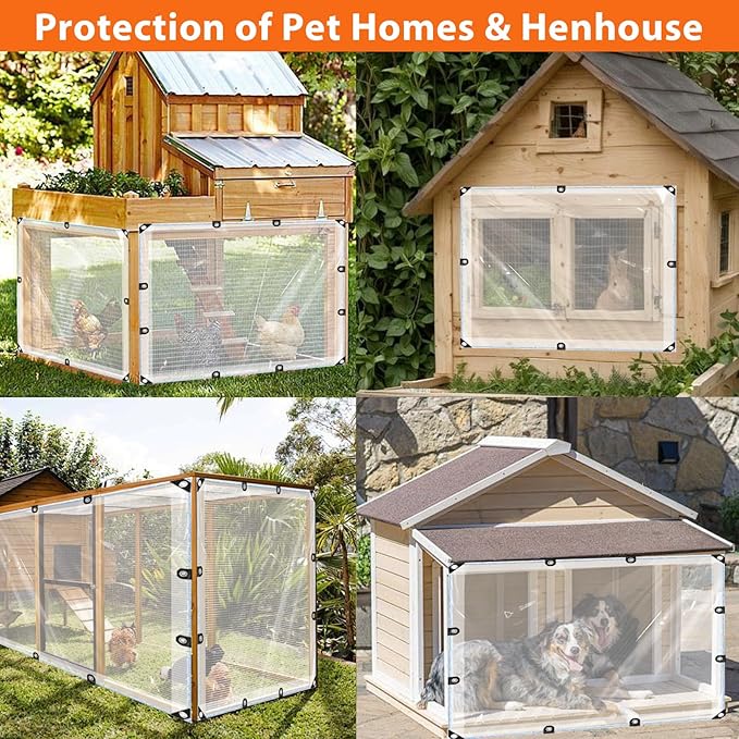 Clear Tarp Waterproof - with Grommets Tarps, 5.5x8.8 ft Clear Vinyl Patio Enclosure Tarpaulin for Porch Cover Chicken Coop Covers for Winter Transparent Lonas