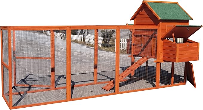 122" Deluxe Large Wood Chicken Coop Backyard Hen House with 4 Nesting Box Outdoor Run