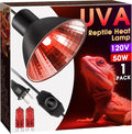 Briignite Reptile Heat Lamp Red, 50W G9 Heat Bulb & Dome Reptile Light Fixture, Aluminum Reflector, Dimmable Heat Lamp for Chicken, Turtle, Snake, Gecko, Lizard, 1 Pack